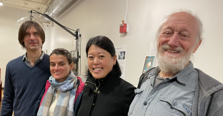 Peter Smielewski, Erta Bequiri, Soojin Park, and Dick Moberg at the Moberg Analytics Intergalactic Headquarters