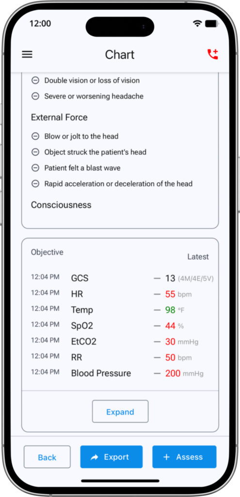 TBI Navigator Feature: Record Assessments & Vital Signs