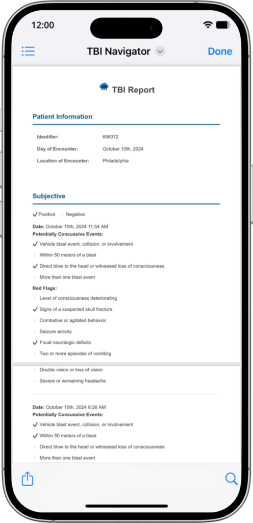 TBI Navigator Feature: Export & Share chart following SOAP notes