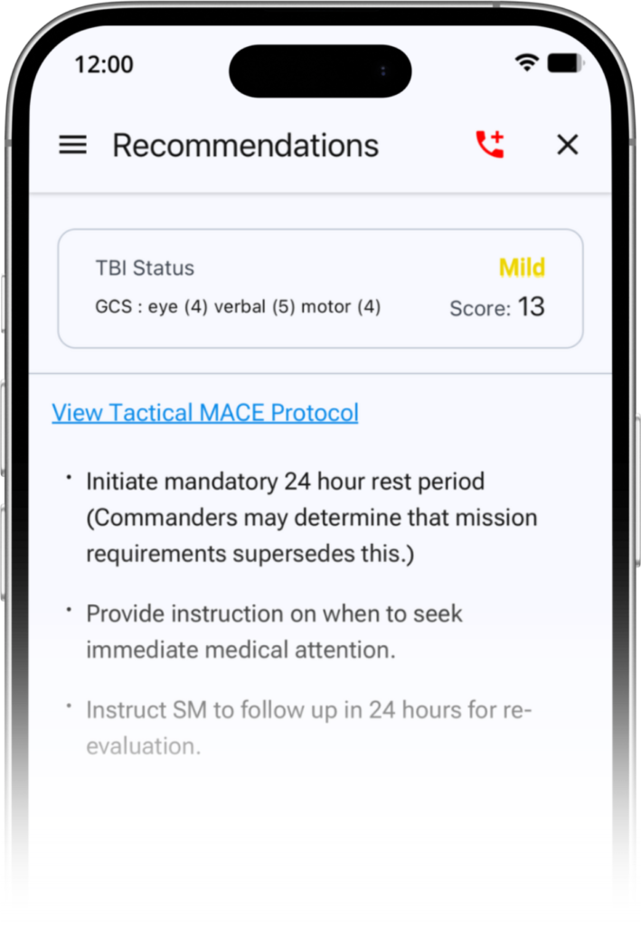 TBI Navigator Feature: Clinical Protocol Recommendations