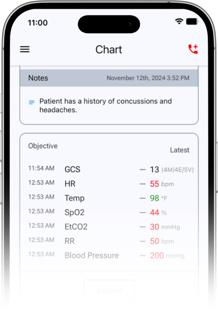 TBI Navigator Feature: Vital Signs & Notetaking