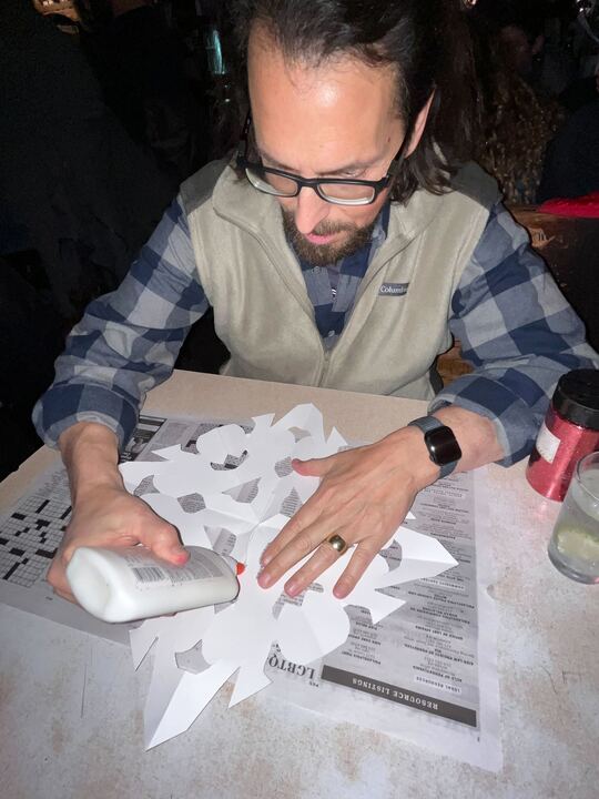 Our CTO, Craig Maddux, making a snowflake at Dirty Franks in Philadelphia