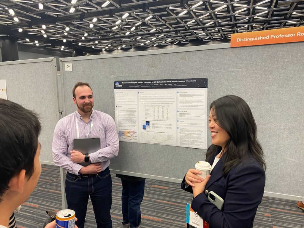 Ethan Moyer and Dr. Soojin Park discuss artifact detection in ICU data during the Distinguished Professor Rounds.