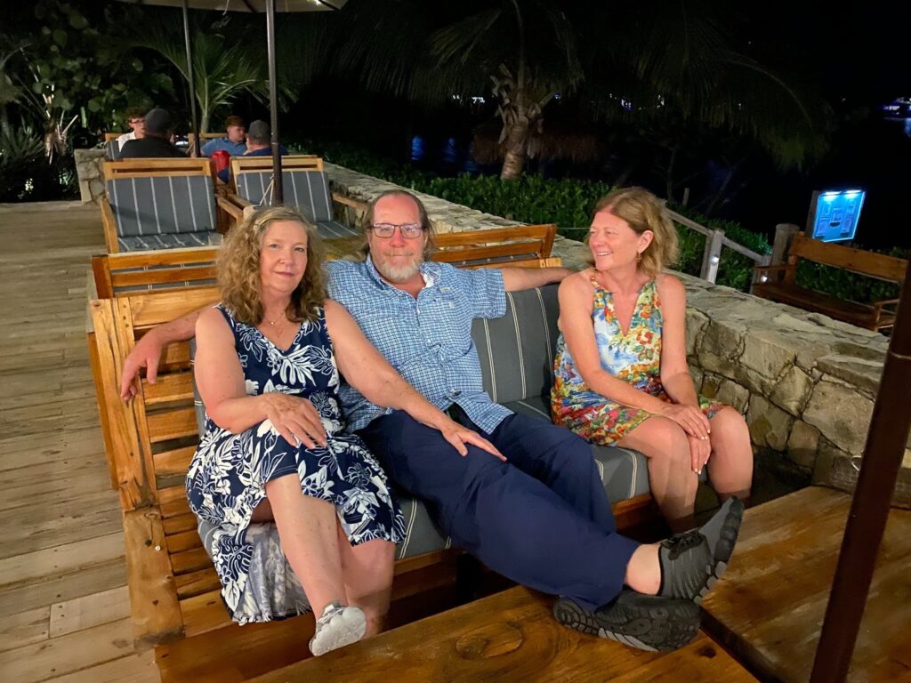 may 2026 recap: DaiWai and Cindy Olson and Jeanne Gorman on Cooper Island.